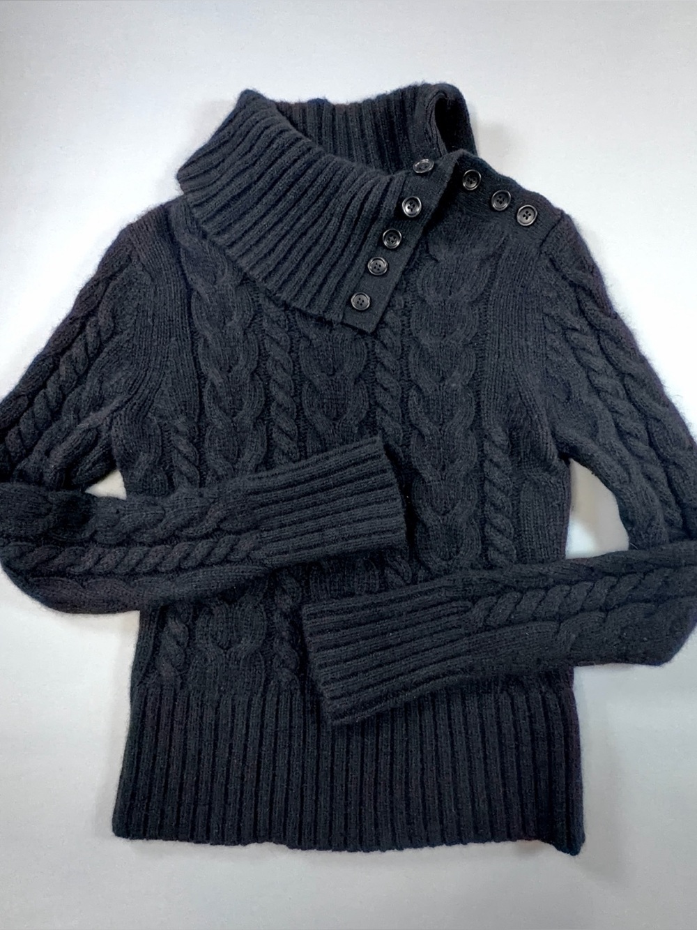 Vintage Y2K Banana Republic Angora Wool Cable Knit Cowl Turtleneck Sweater M